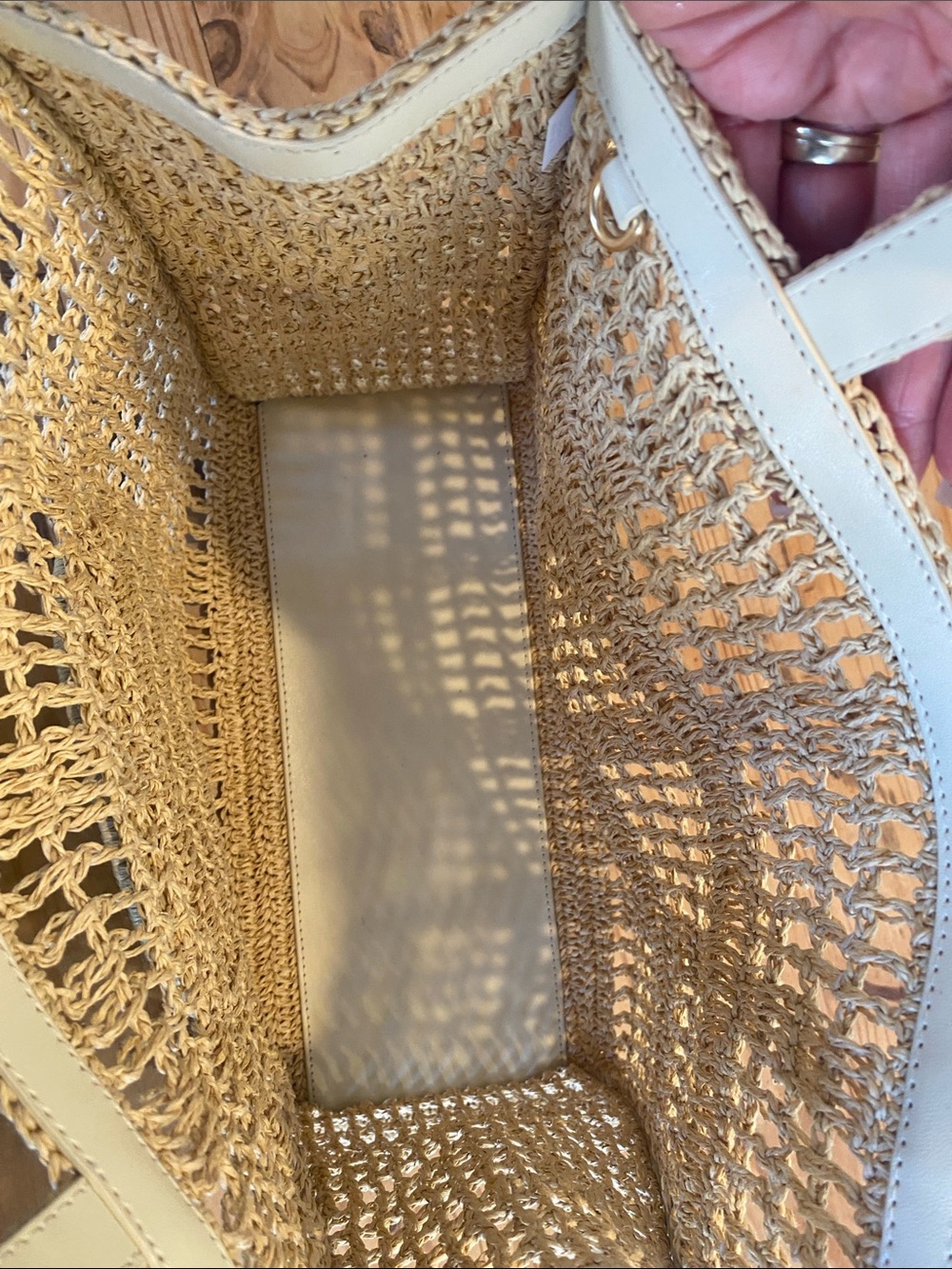 Tory Burch Cream Raffia Open-Weave Tote - Picture 9 of 17